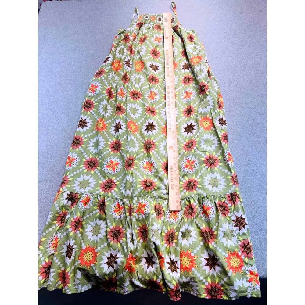 Universal Thread Maxi Dress Women Small Green Patchwork Print Smocked Boho Flowy - Picture 7 of 11